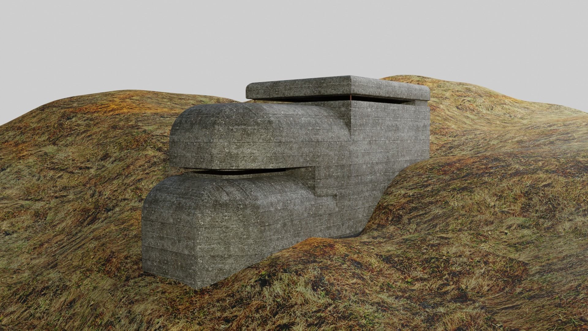 Bunker WW2 Low-poly 3D model_1