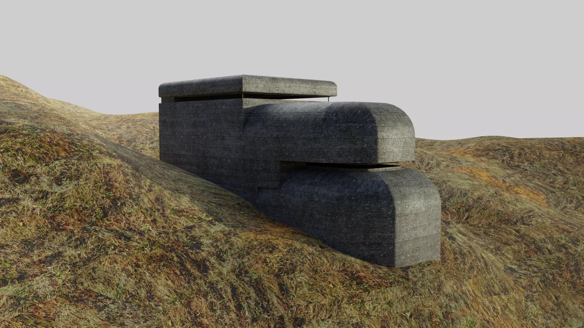 Bunker WW2 Low-poly 3D model_0