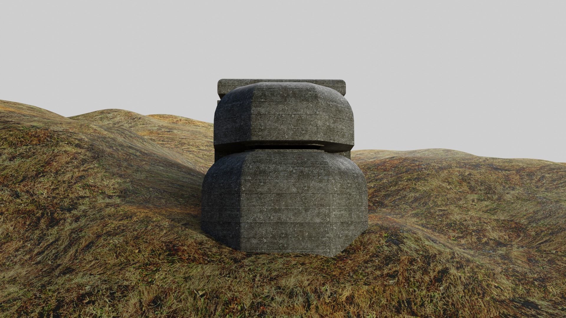 Bunker WW2 Low-poly 3D model_2