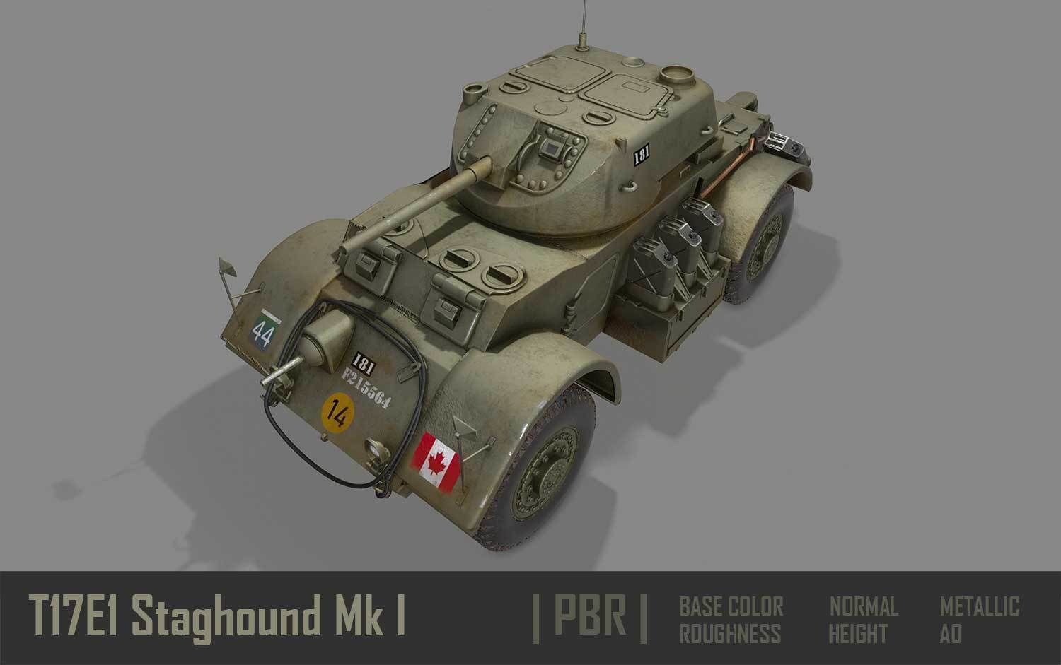 T17E1 Staghound Mk1 Armoured Car PBR Low-poly 3D model_8