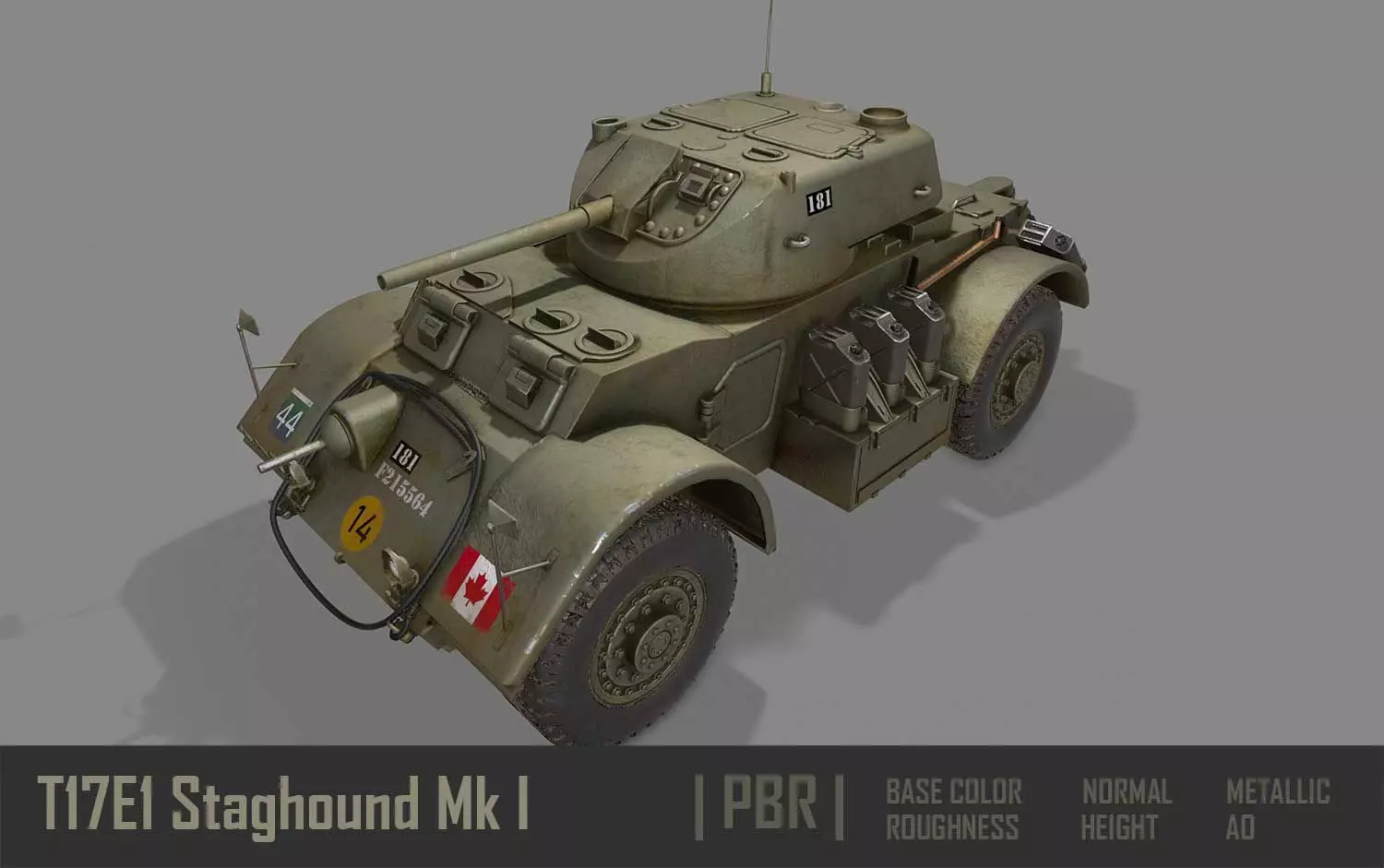 T17E1 Staghound Mk1 Armoured Car PBR Low-poly 3D model_0