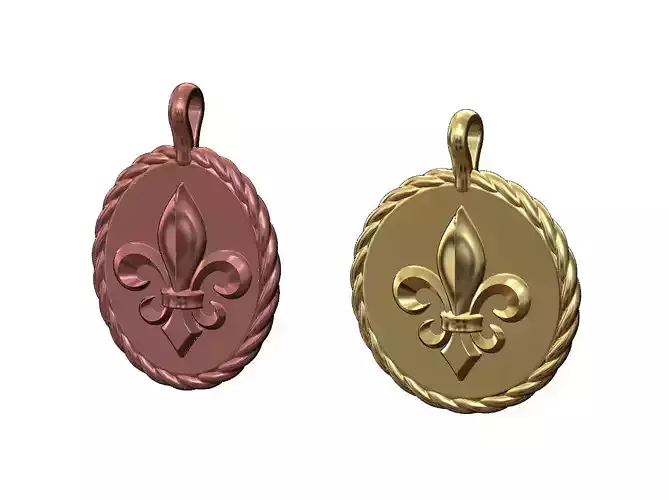 Braided Heraldic Lily pendant and charm