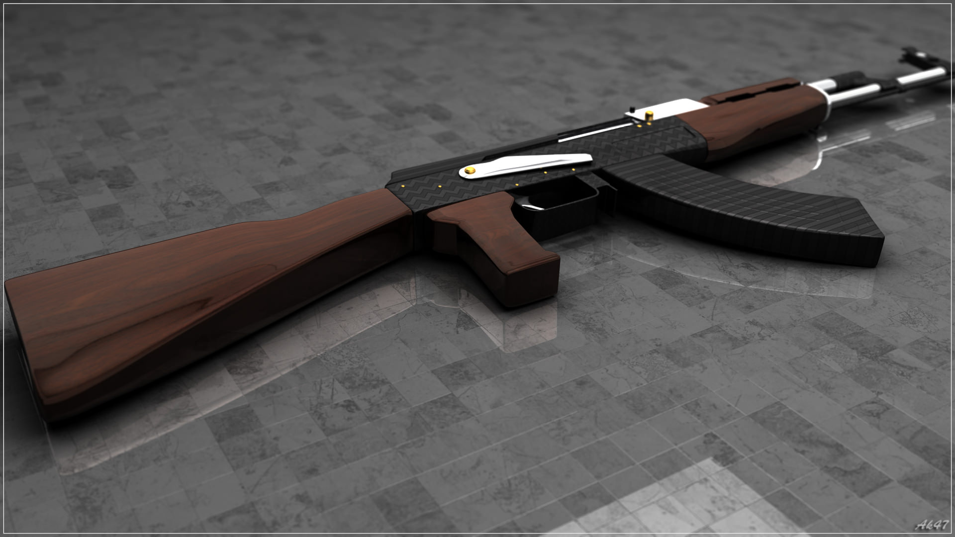 AK47 weapon 3D model_4