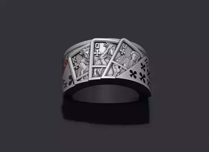 Pair of clubs playing cards  ring 3D print model