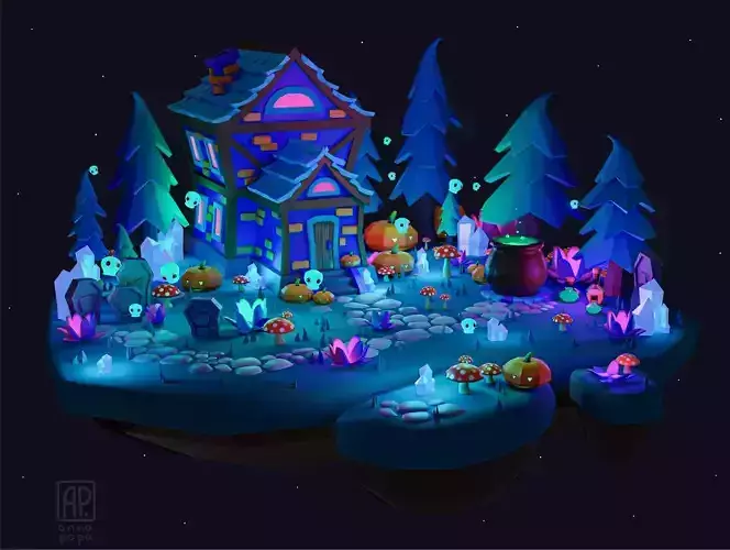 Low Poly Halloween house