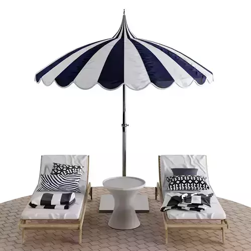 Beach lounge outdoor set 4 3D model