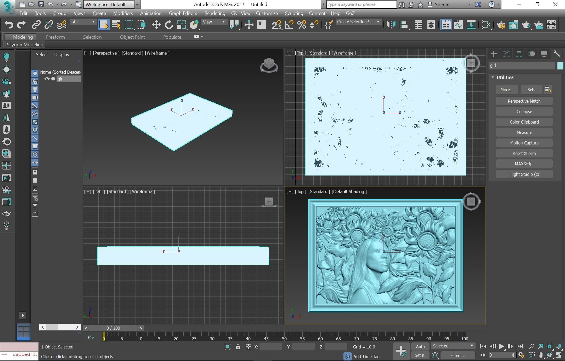 Sunflover girl 3d painting 3d print 3D model 3D model_8