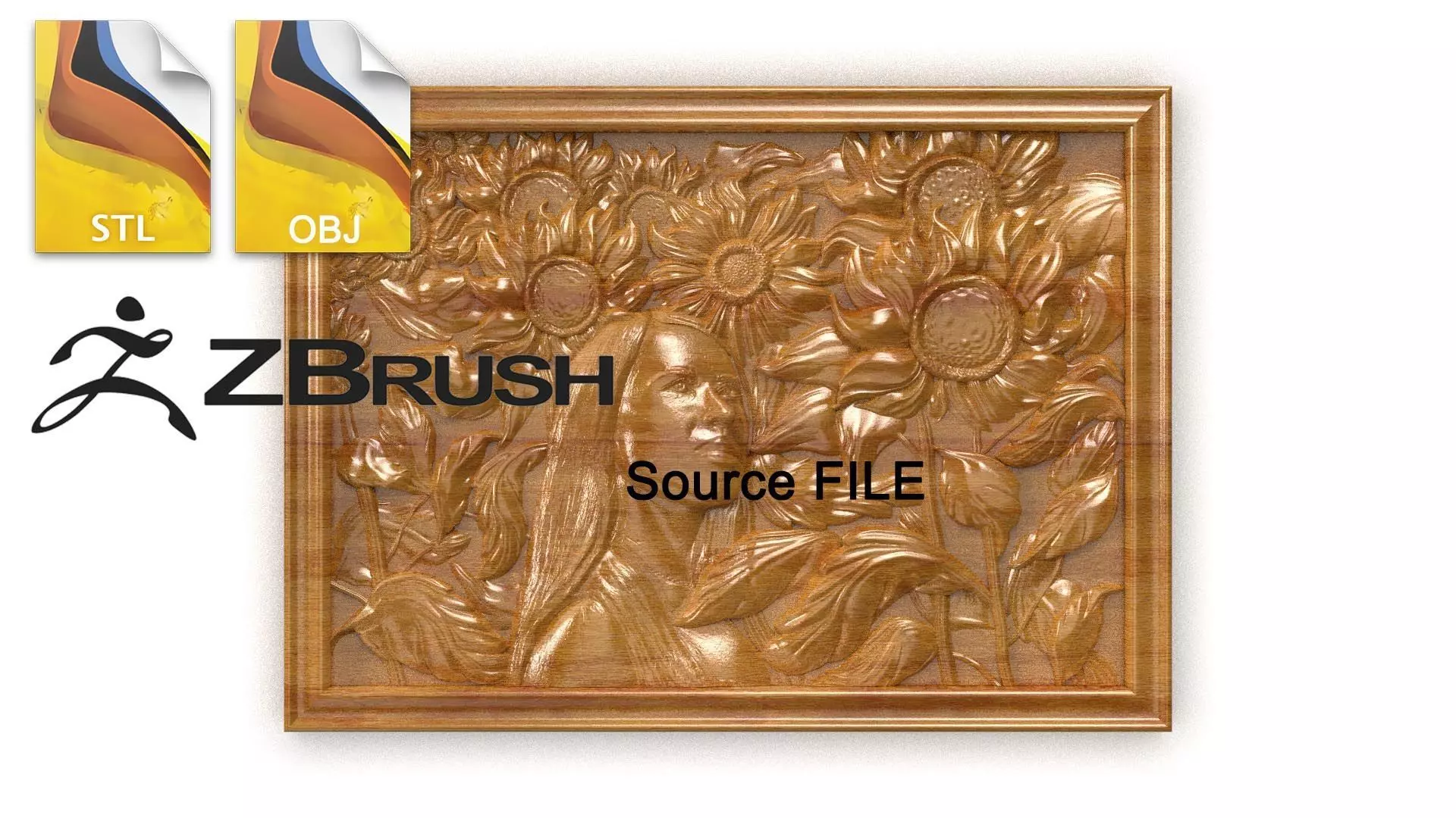 Sunflover girl 3d painting 3d print 3D model 3D model_0