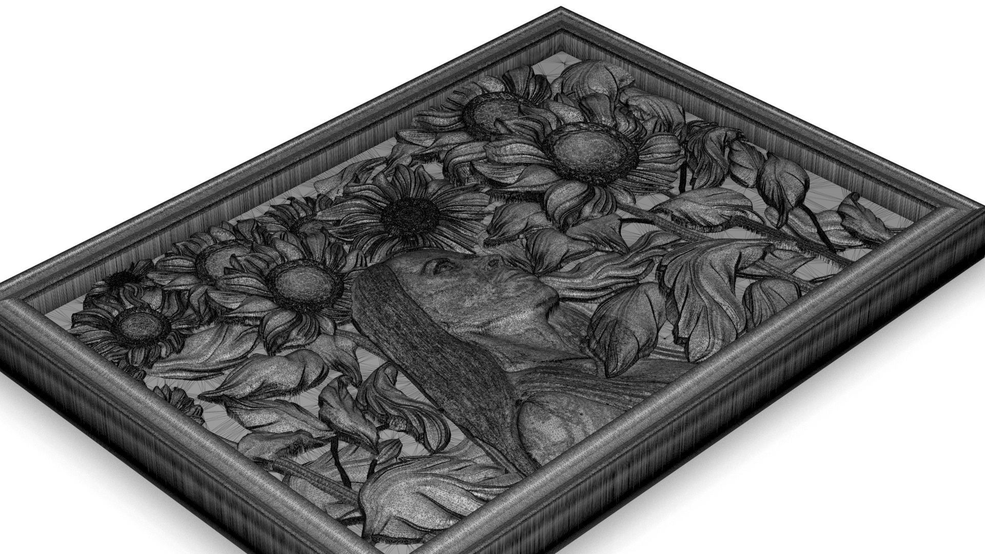 Sunflover girl 3d painting 3d print 3D model 3D model_5