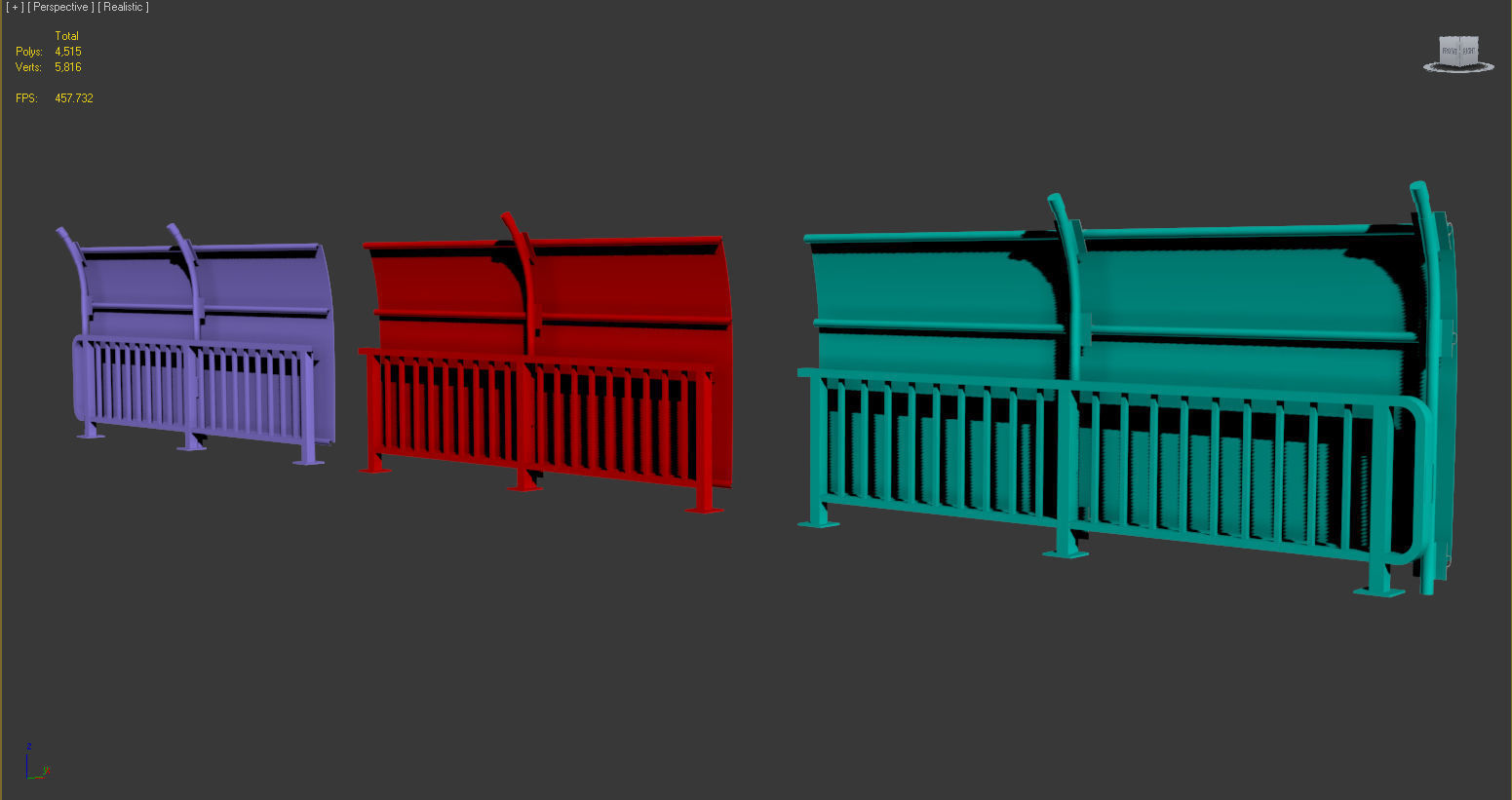 Safety Railing  Low-poly 3D model_16