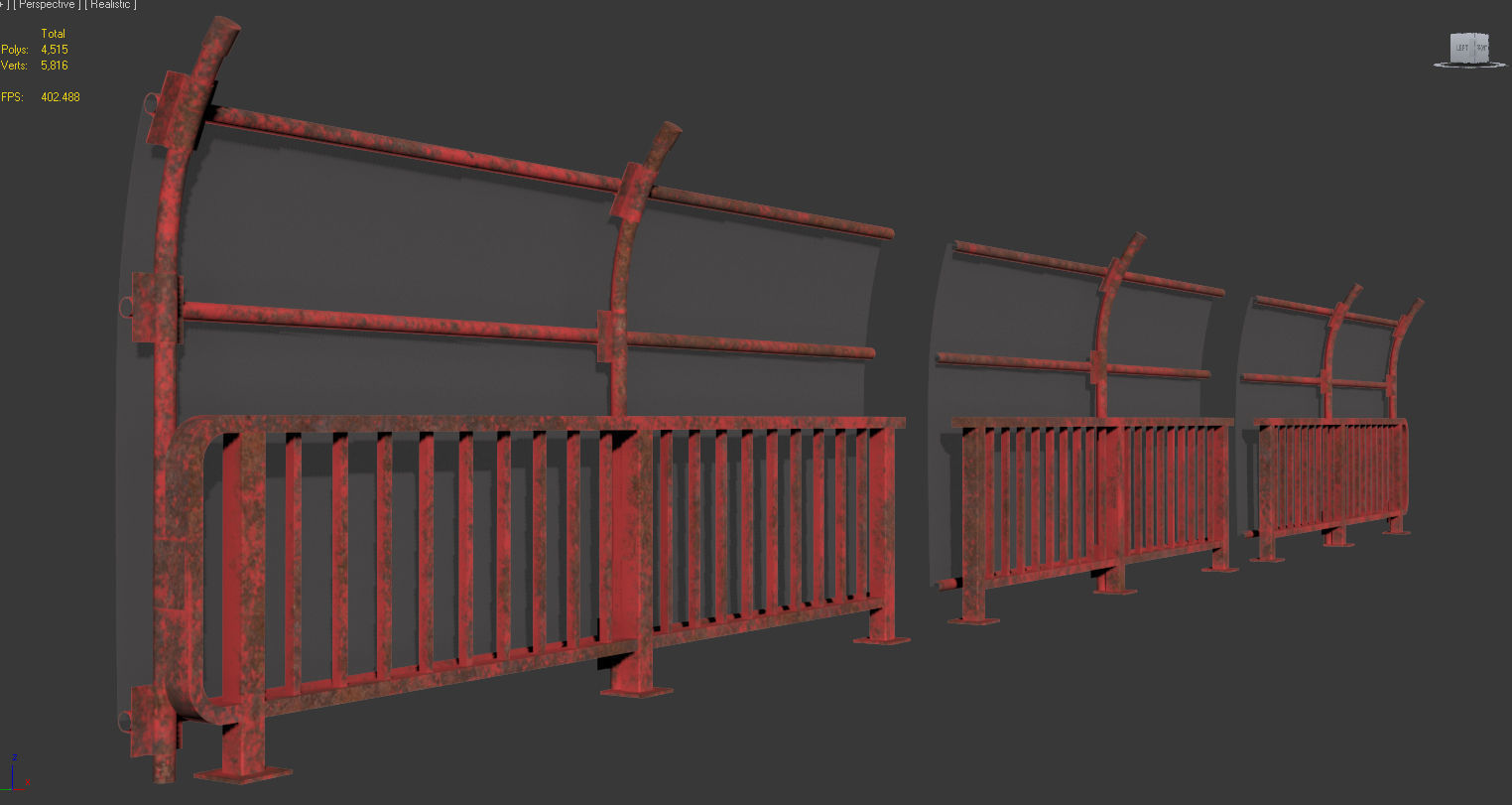 Safety Railing  Low-poly 3D model_17