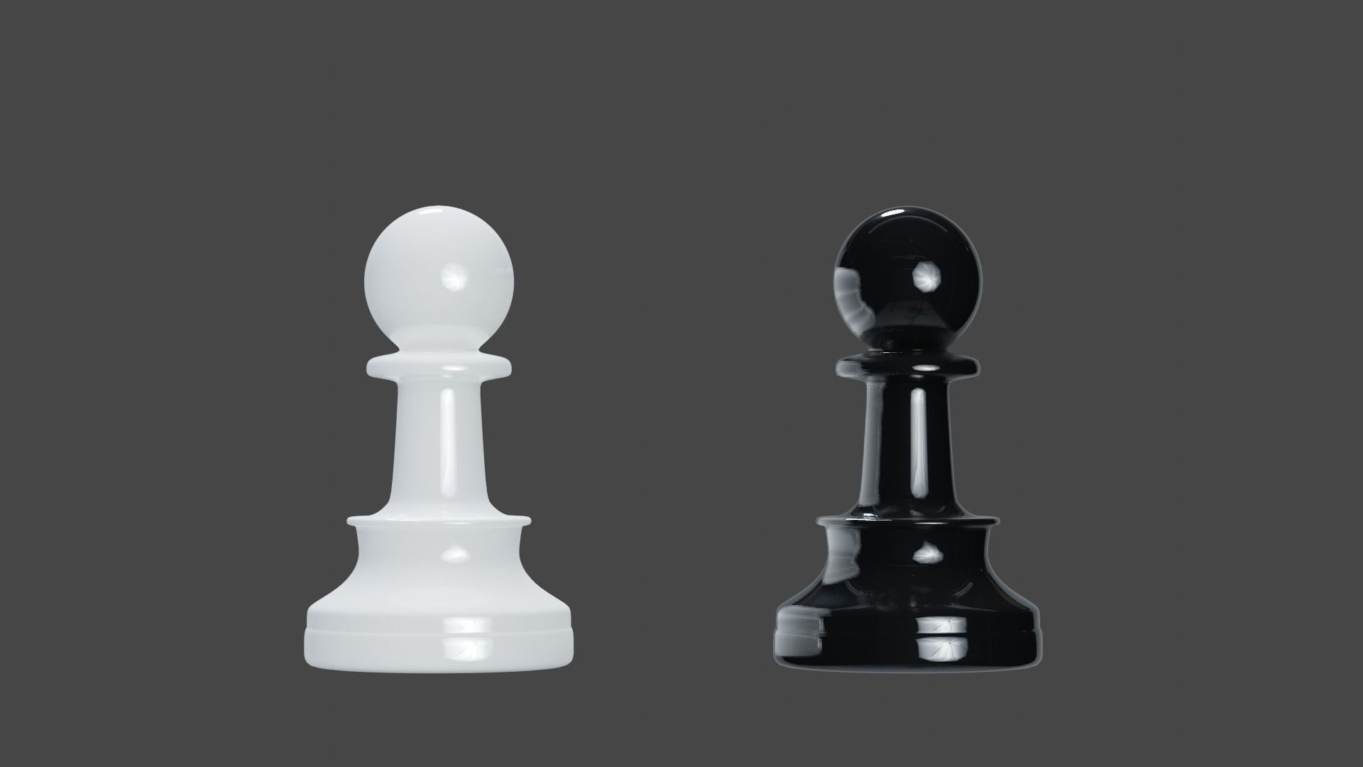 Simple Black and White Chess Pieces Set 3D Model 3D model_17