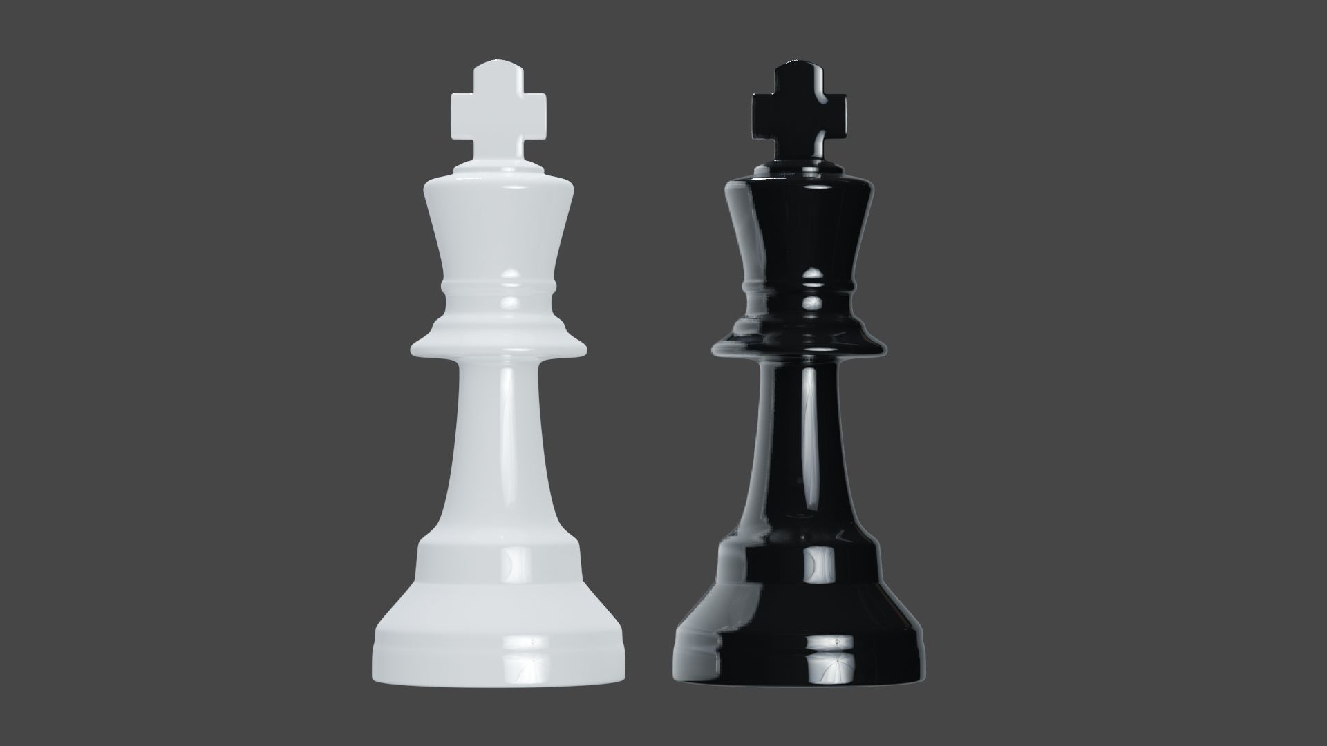 Simple Black and White Chess Pieces Set 3D Model 3D model_20