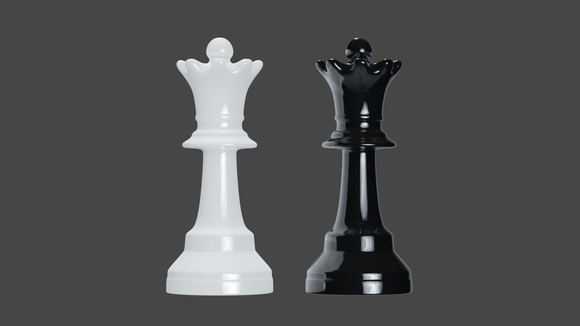Simple Black and White Chess Pieces Set 3D Model 3D model_14