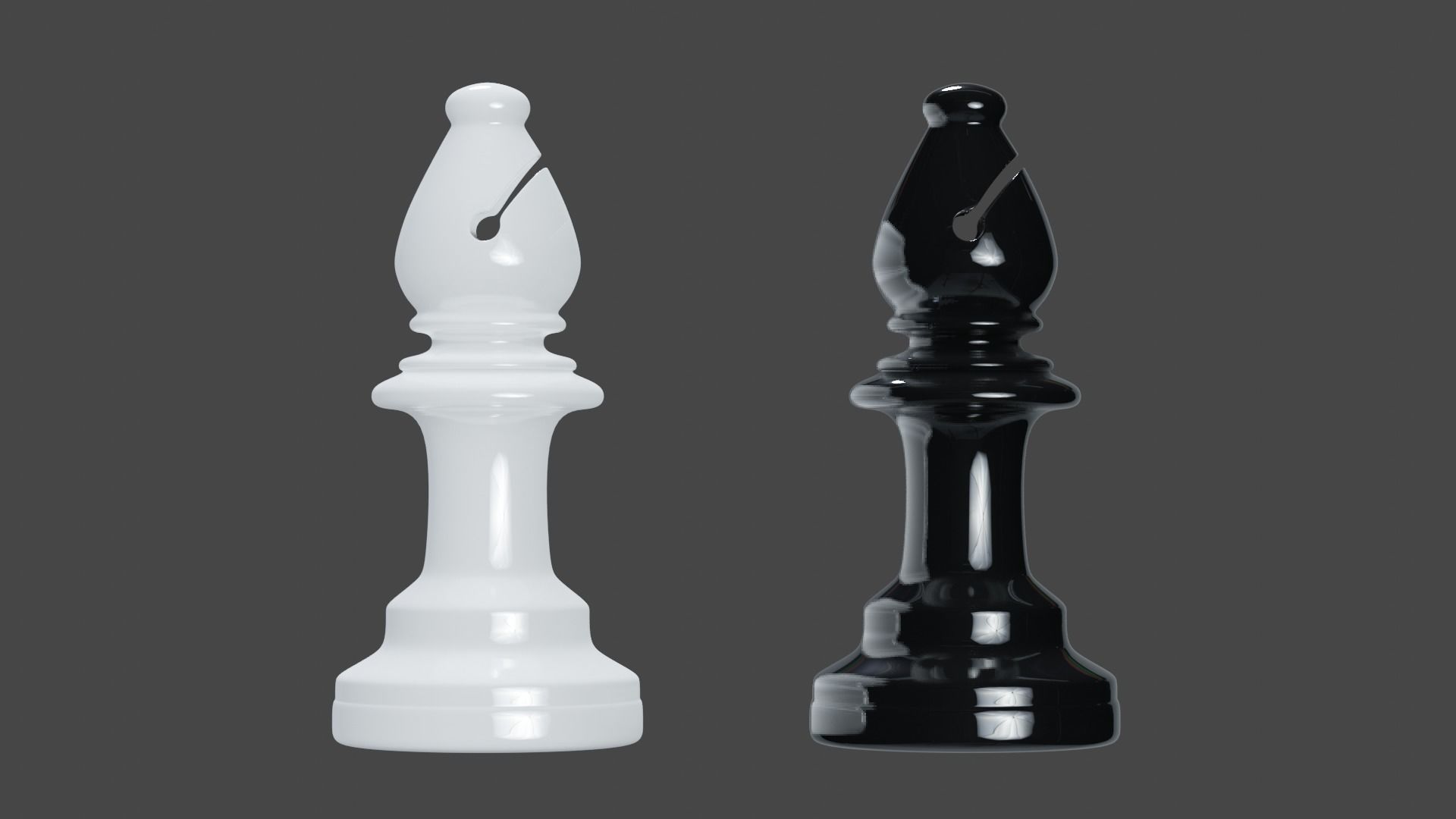 Simple Black and White Chess Pieces Set 3D Model 3D model_5