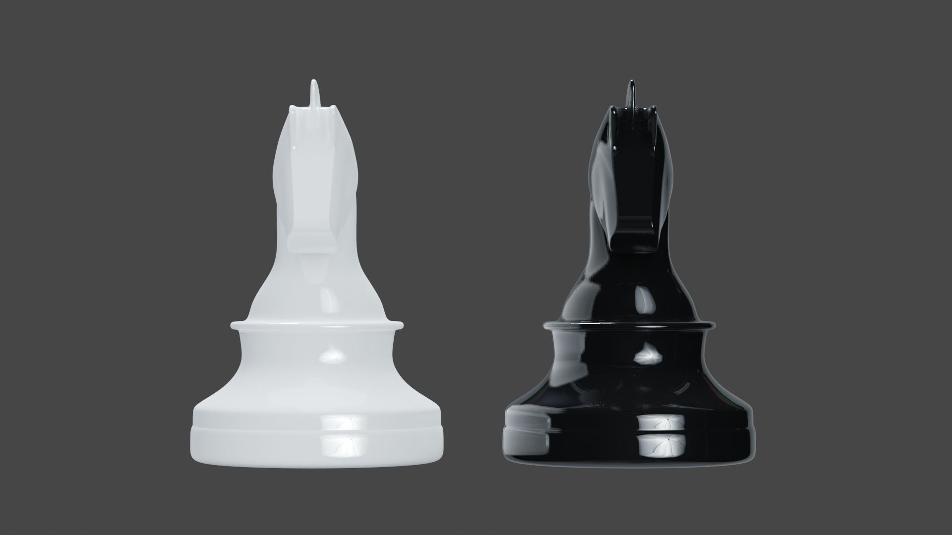 Simple Black and White Chess Pieces Set 3D Model 3D model_11