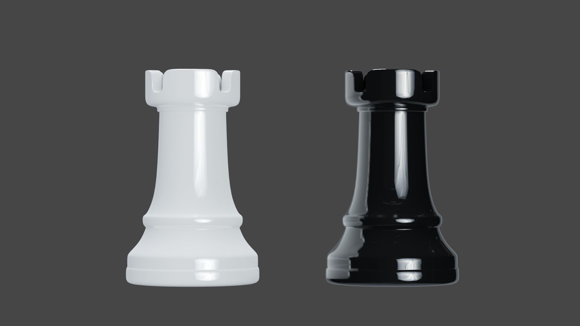 Simple Black and White Chess Pieces Set 3D Model 3D model_23
