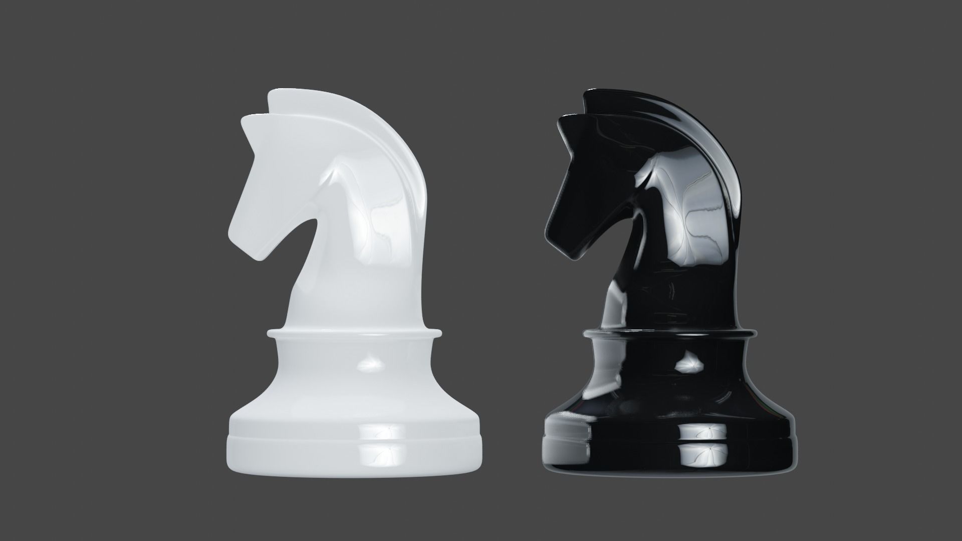 Simple Black and White Chess Pieces Set 3D Model 3D model_10