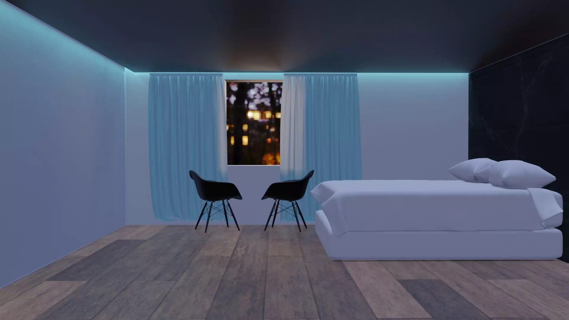 A bedroom with walls and floor Free 3D model