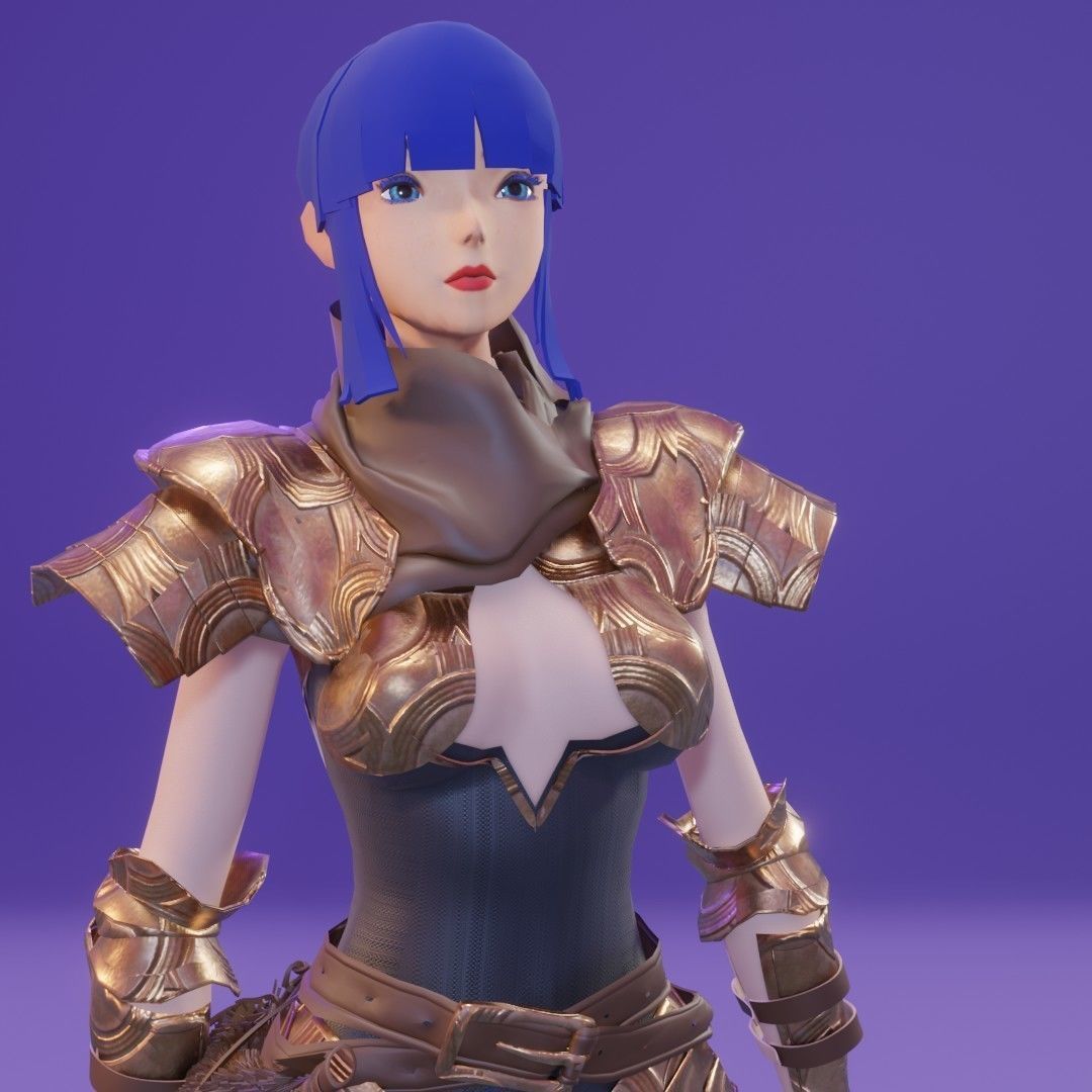 Ryoku Anime Character  Rigged Free low-poly 3D model_2