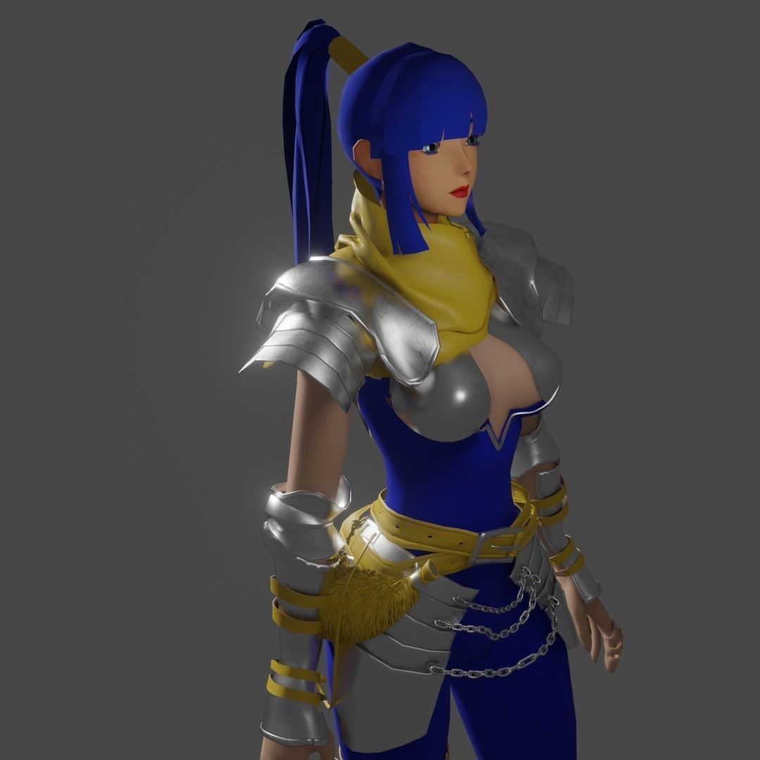 Ryoku Anime Character  Rigged Free low-poly 3D model_1