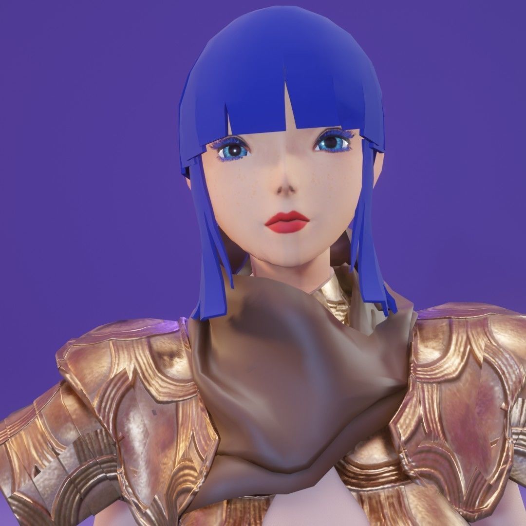 Ryoku Anime Character  Rigged Free low-poly 3D model_3