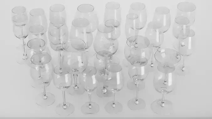 30 Wine glasses 3D Model Collection