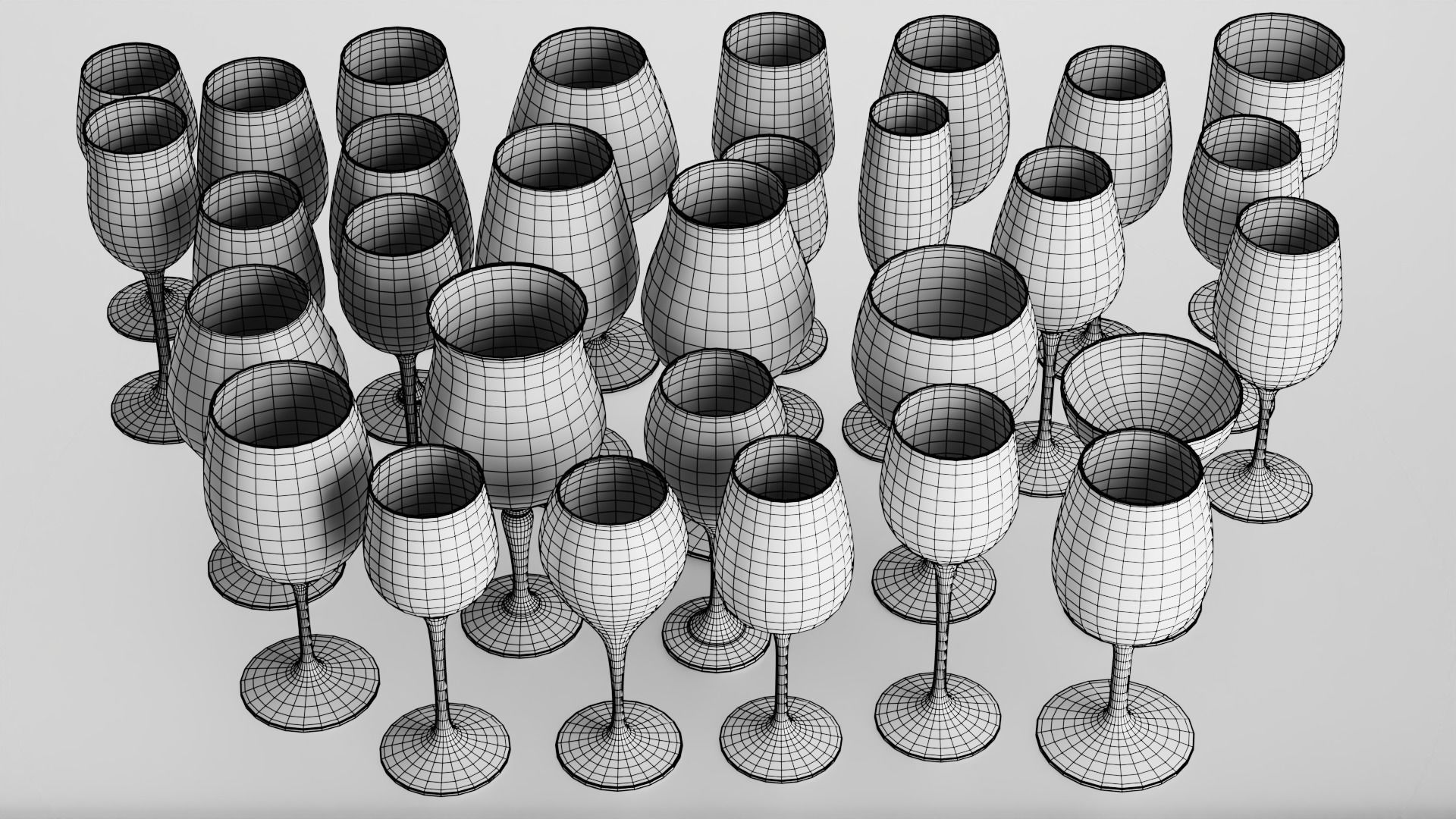 30 Wine glasses 3D Model Collection_10