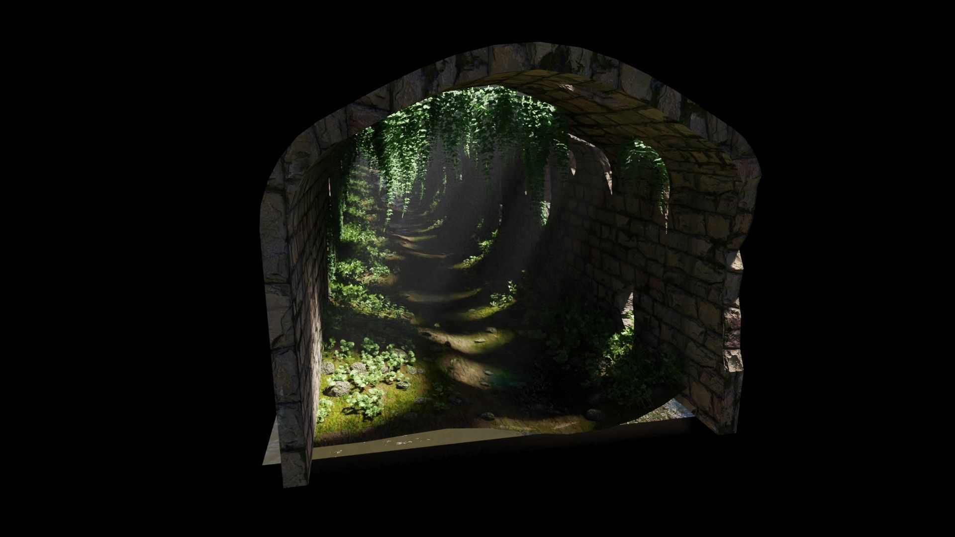Tunnel Ruins Scene 3D model_7