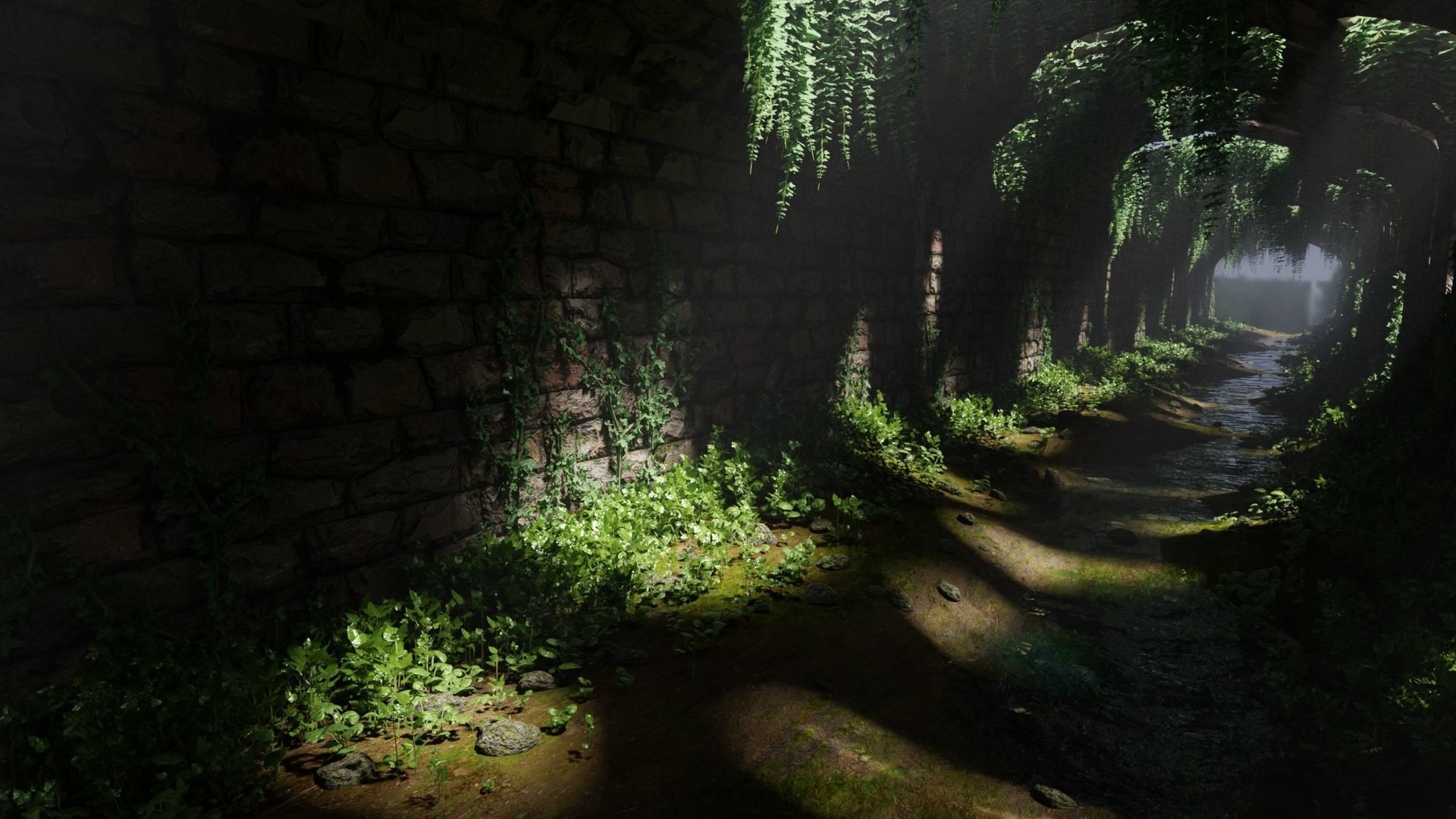 Tunnel Ruins Scene 3D model_2