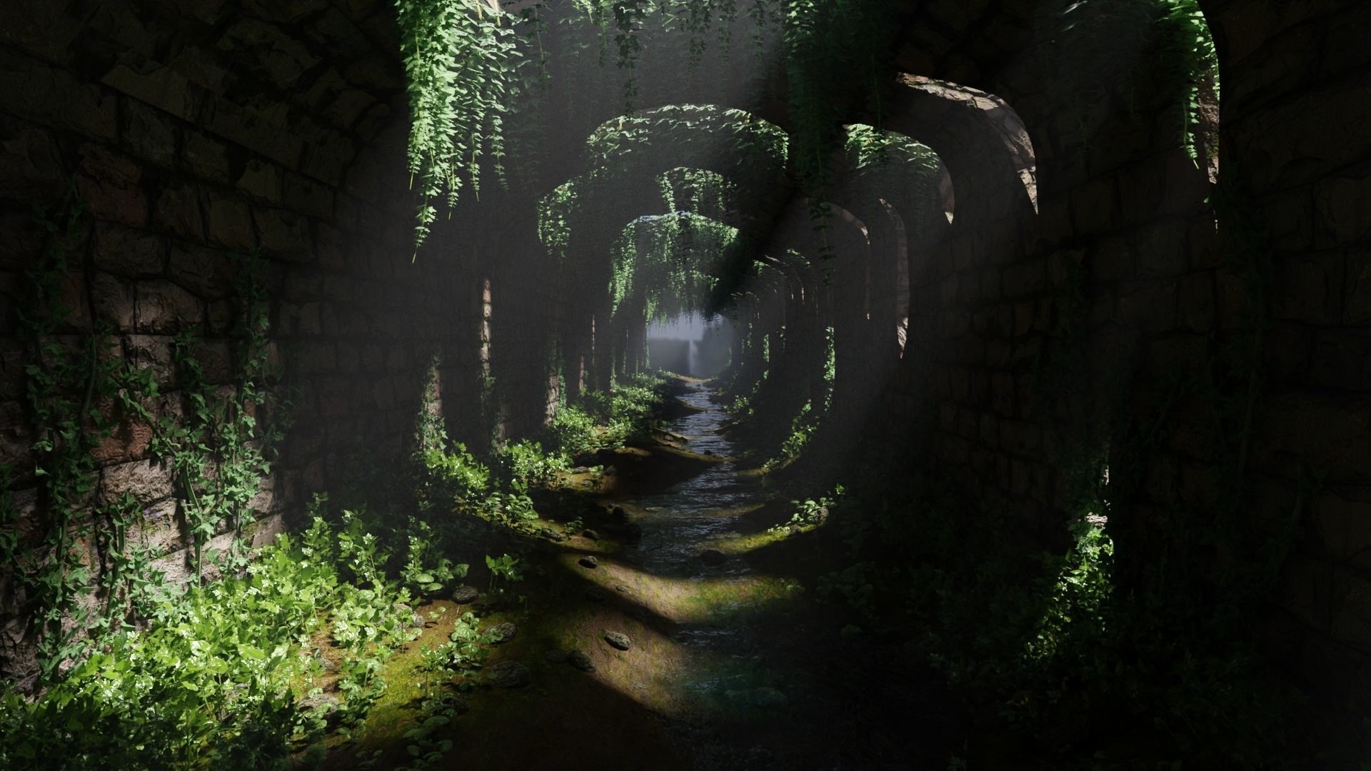 Tunnel Ruins Scene 3D model_1