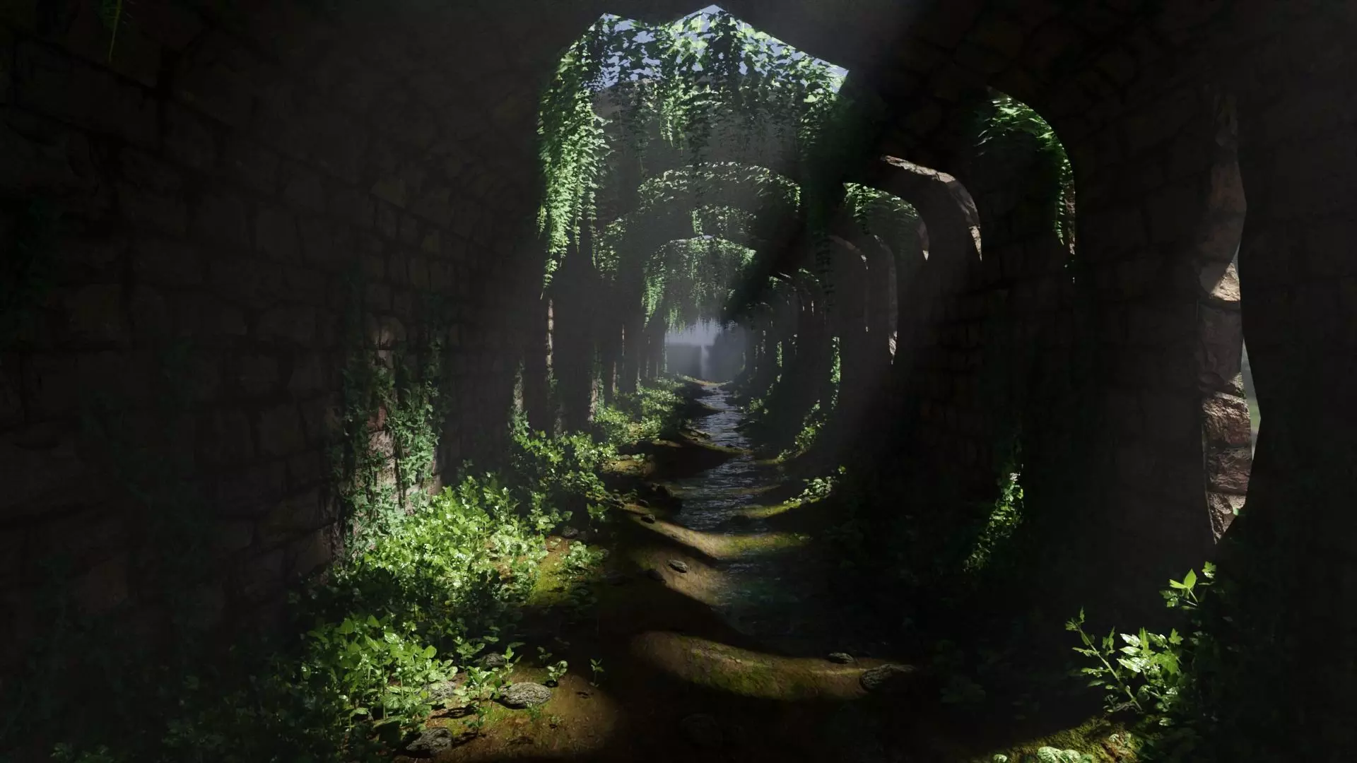 Tunnel Ruins Scene 3D model_0