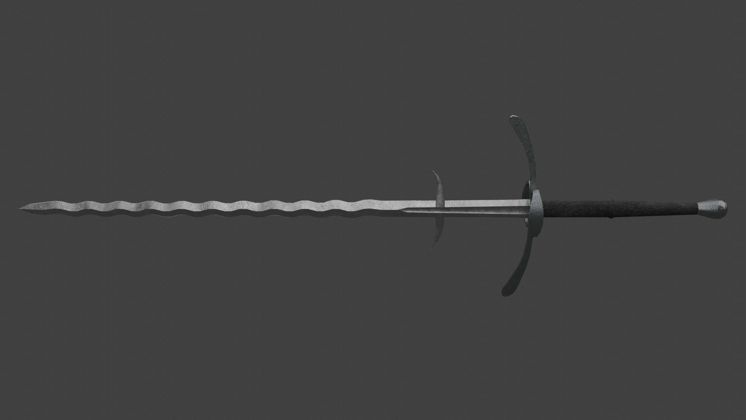 Flamberge Two-Handed Medieval Sword Low-poly 3D model_1