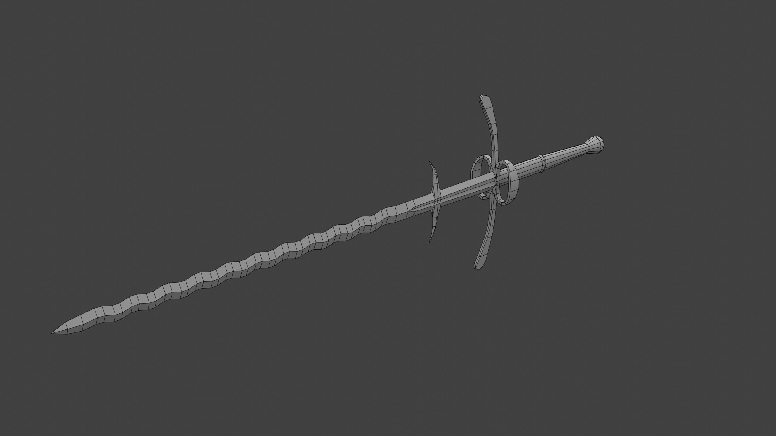 Flamberge Two-Handed Medieval Sword Low-poly 3D model_9