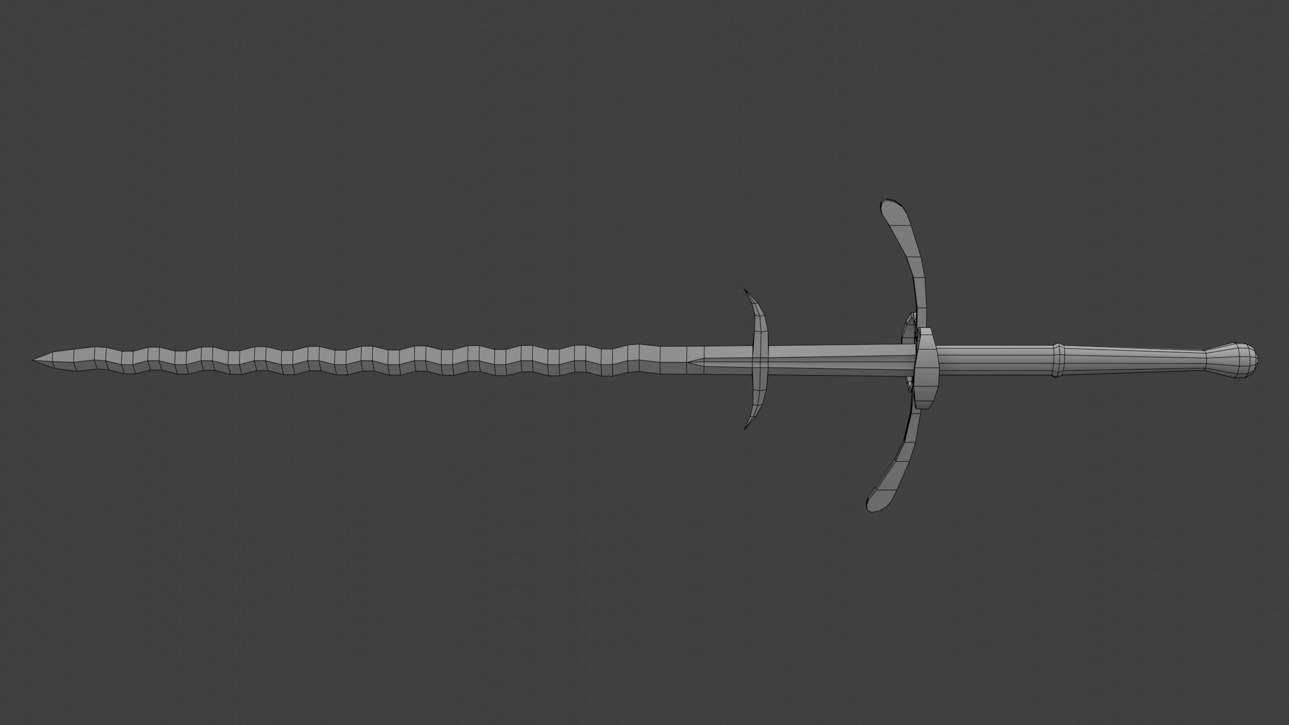 Flamberge Two-Handed Medieval Sword Low-poly 3D model_7