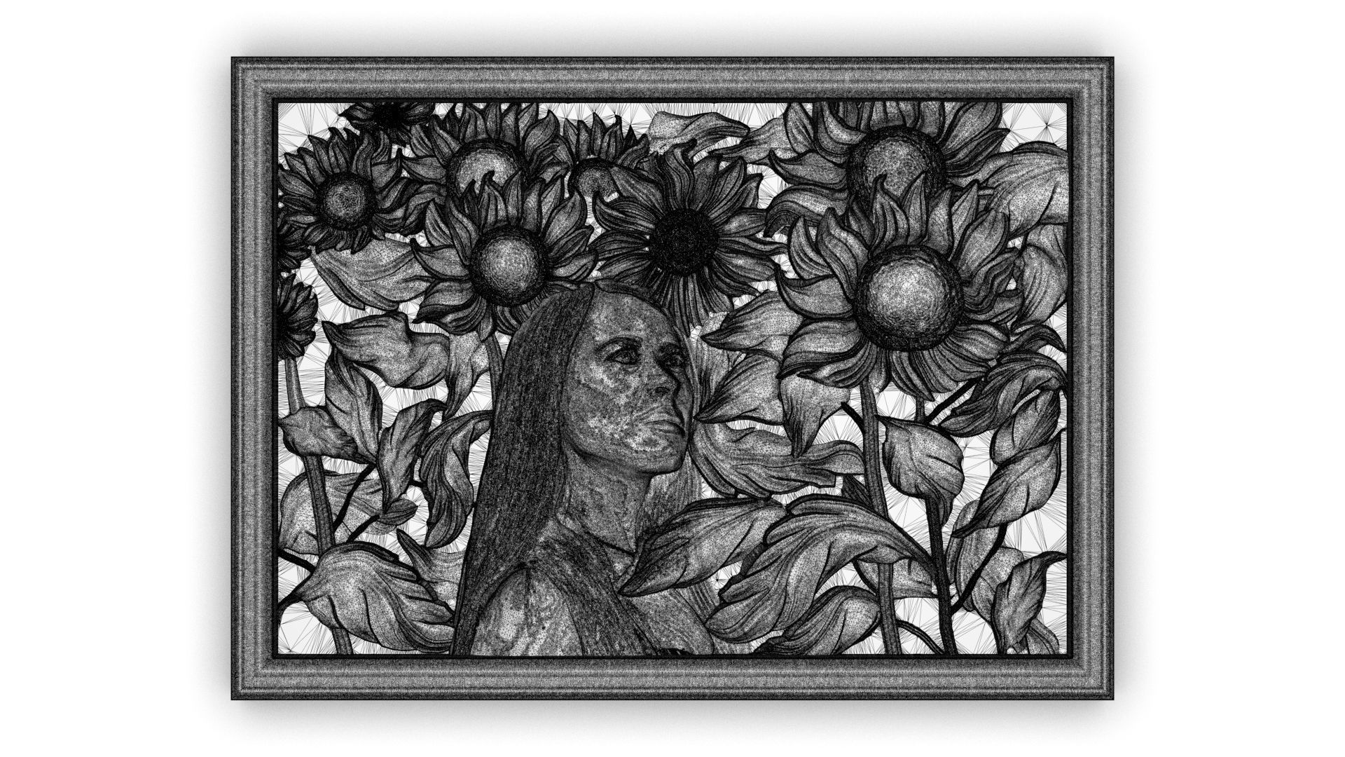 Sunflover girl 3d painting 3d print 3D model_3