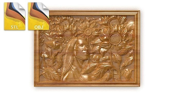 Sunflover girl 3d painting 3d print 3D model