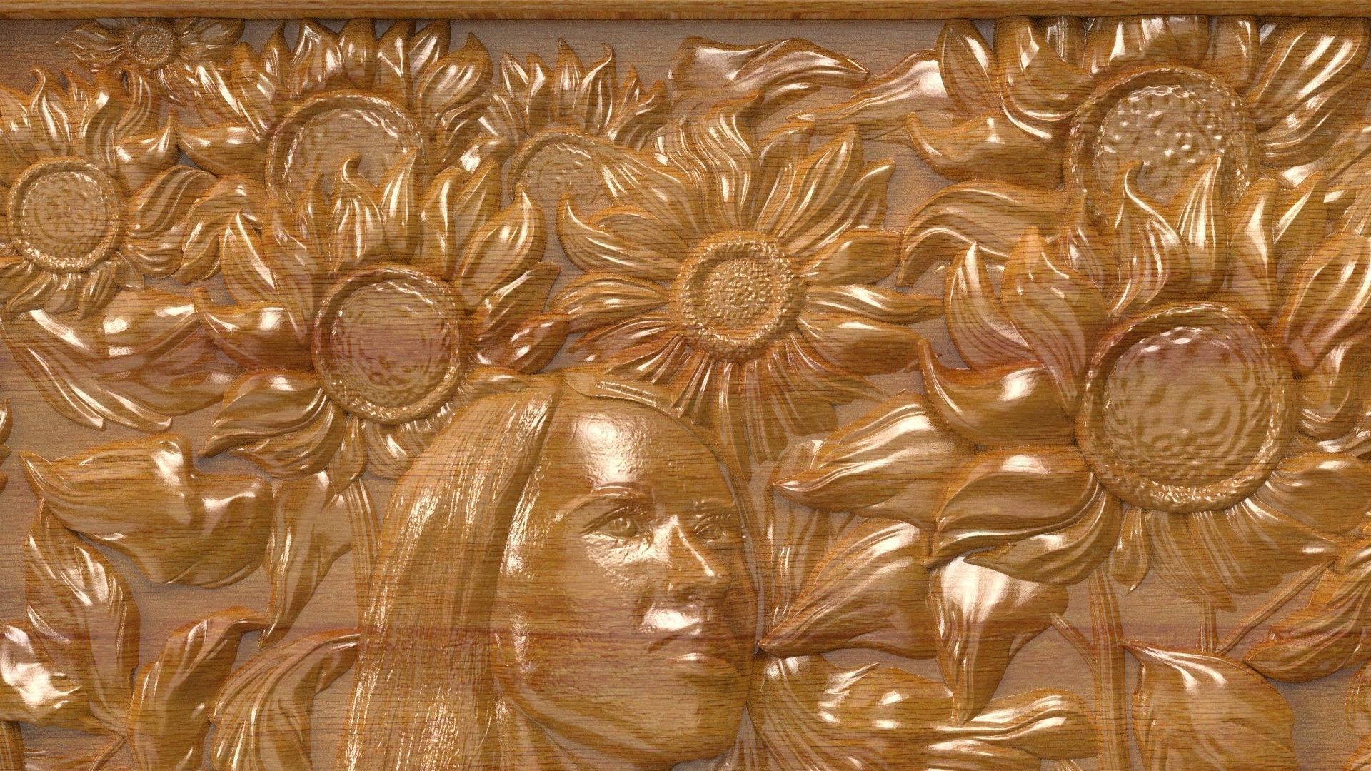 Sunflover girl 3d painting 3d print 3D model_9