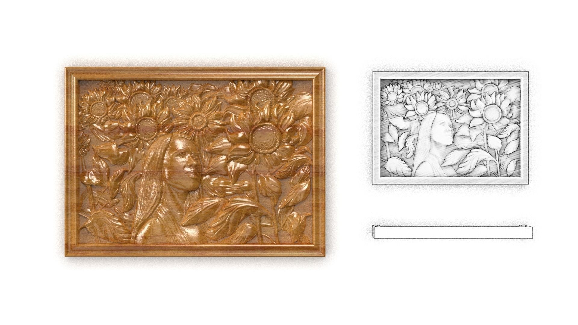 Sunflover girl 3d painting 3d print 3D model_1