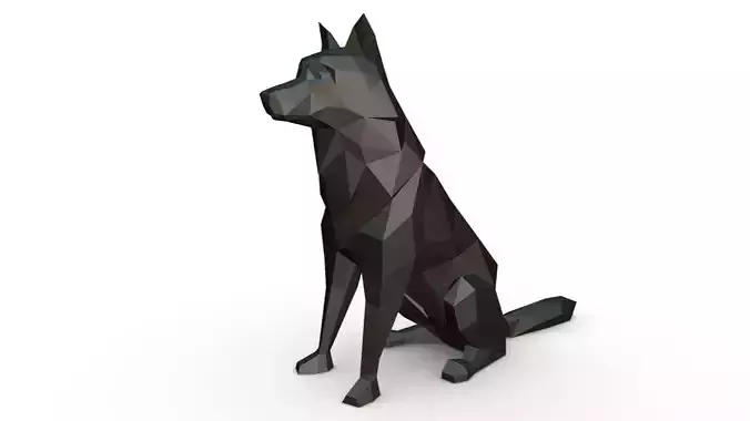 chien loup low poly