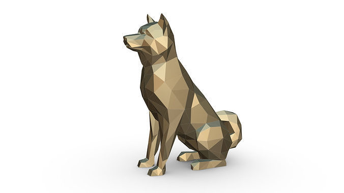 shiba inu low poly 3D print model
