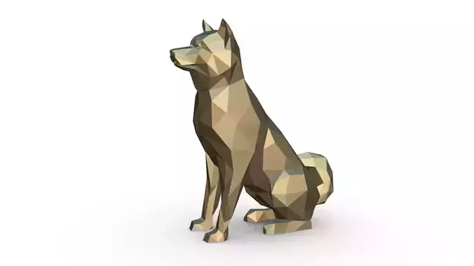 shiba inu low poly 3D print model