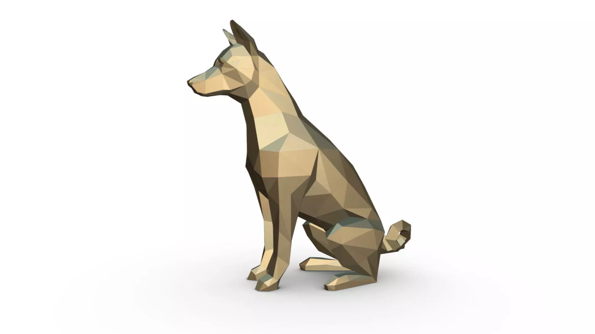 basenji dog low poly 3D print model_0