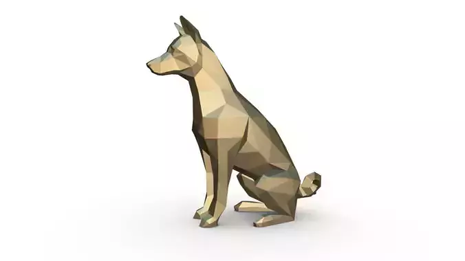 basenji dog low poly