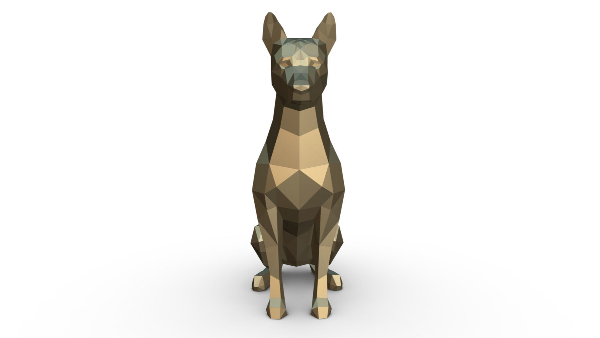 basenji dog low poly 3D print model_6