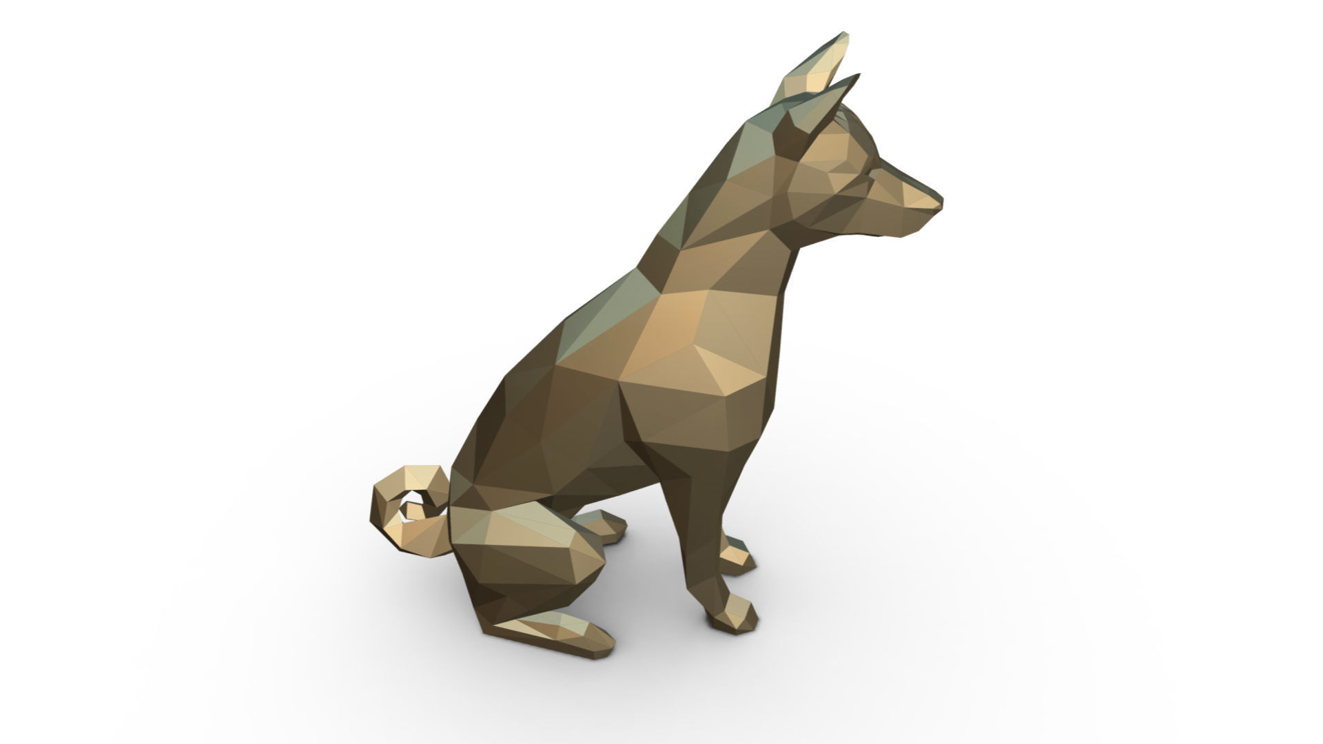 basenji dog low poly 3D print model_4