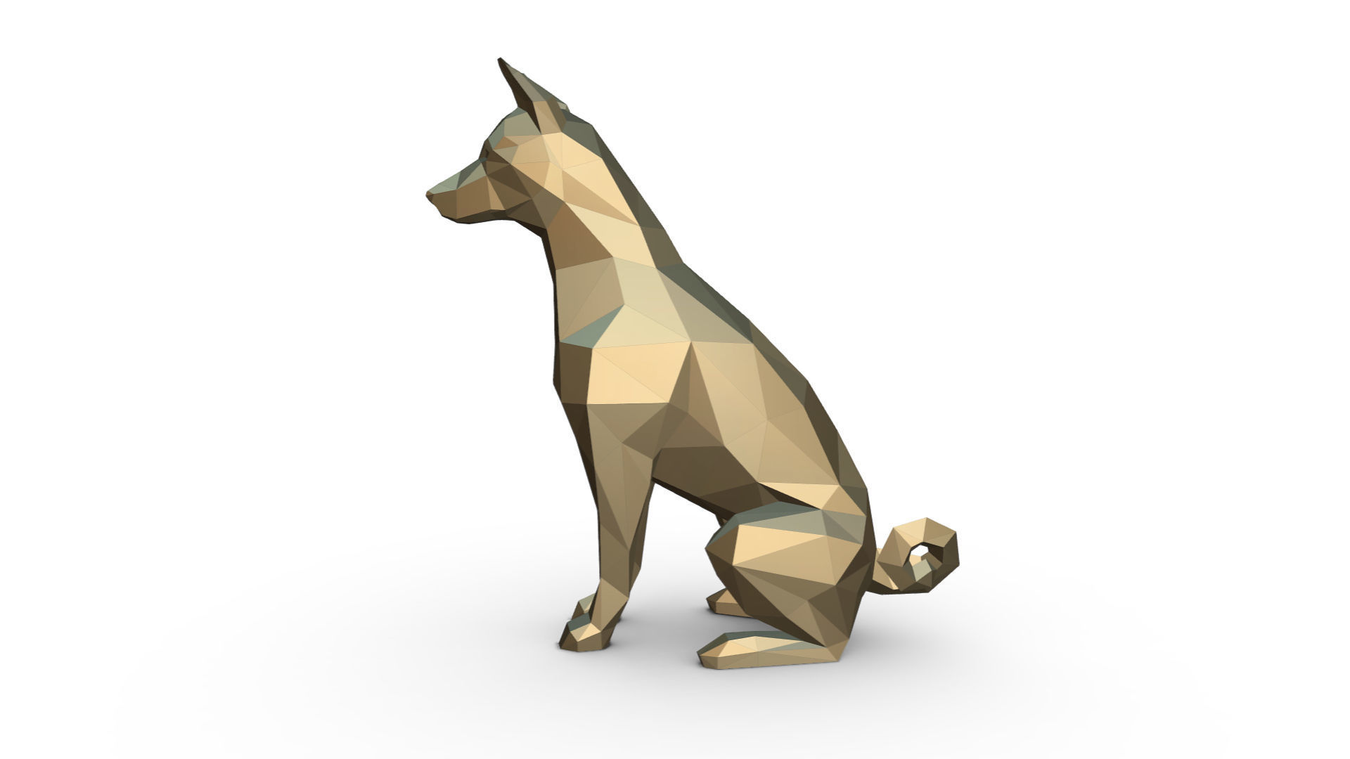 basenji dog low poly 3D print model_1