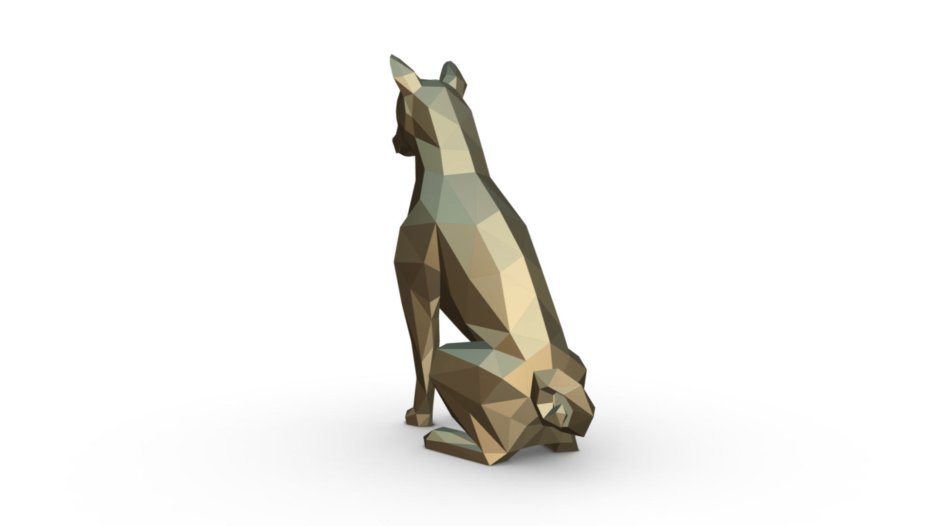 basenji dog low poly 3D print model_2