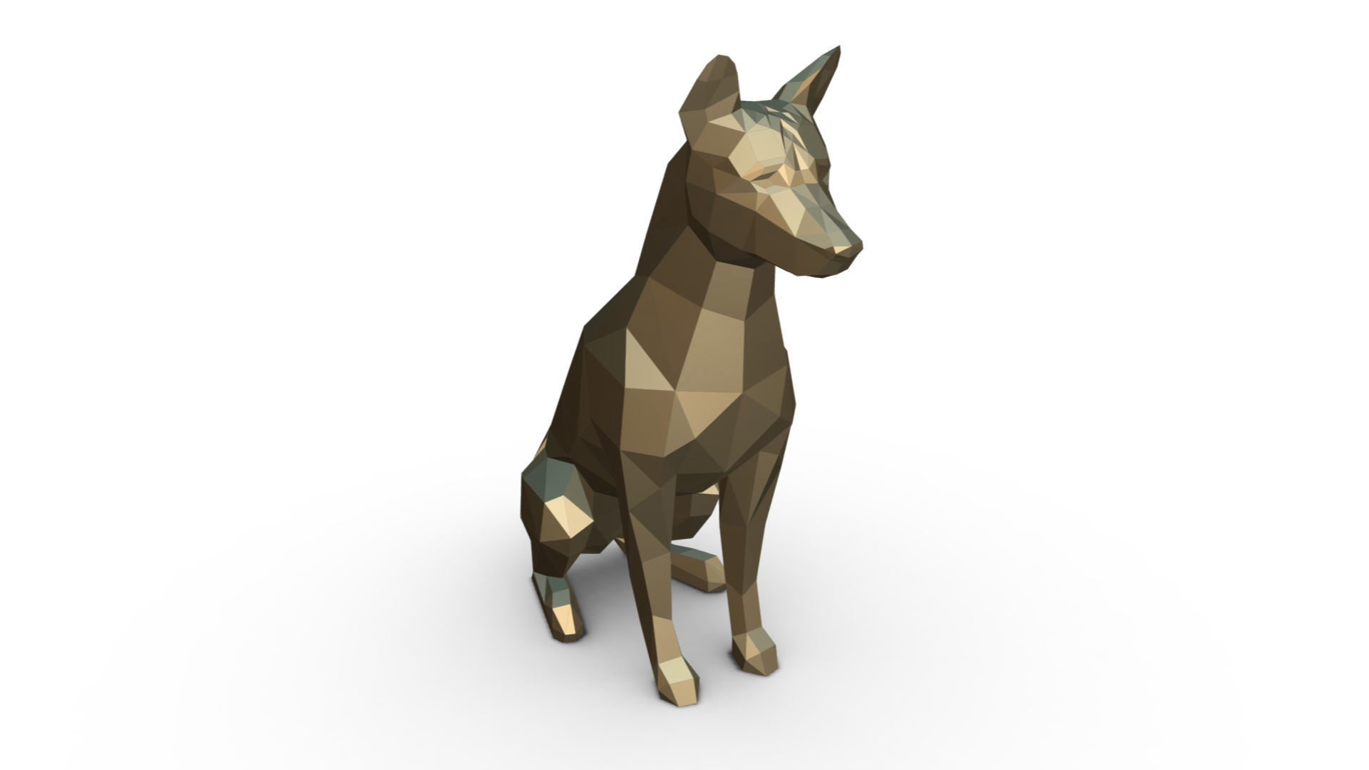 basenji dog low poly 3D print model_5