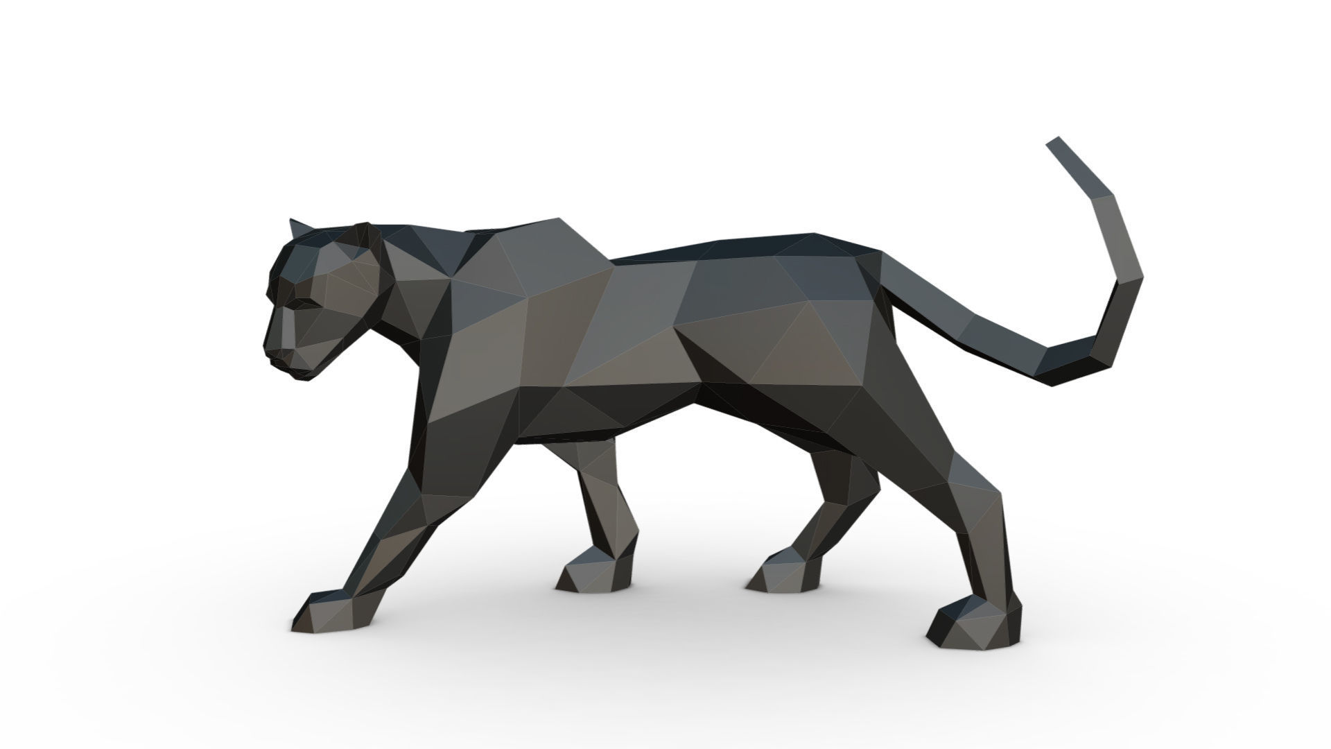 black panther low poly 3D print model_1